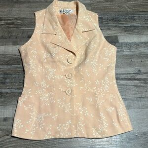 Vintage Christian Dior peach Floral Vest Sz 6
